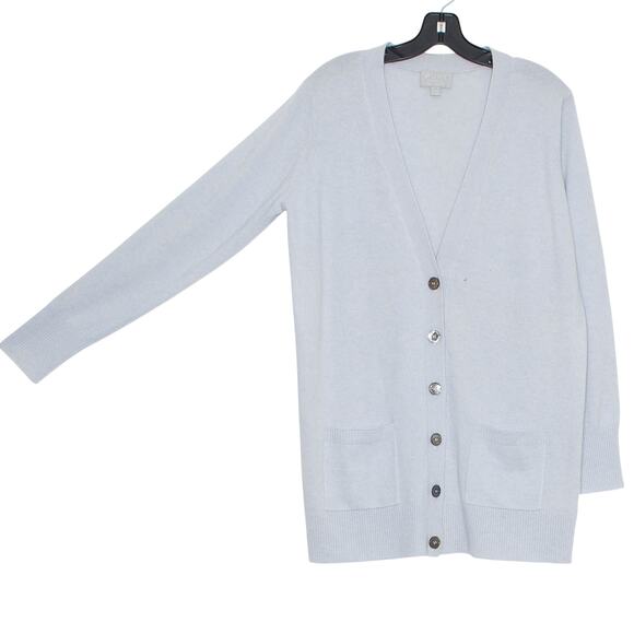 Pure Collection Cardigan Cashmere Minimalist Quiet Luxury Longline Blue 8/10 - Picture 8 of 9